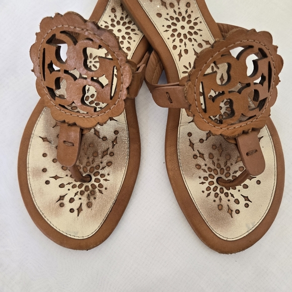 Tory Burch Leather Scalloped Miller Sandals - Picture 5 of 14